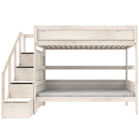 Lifetime Stapelbed Met Trapkast/Rolbodem Whitewash