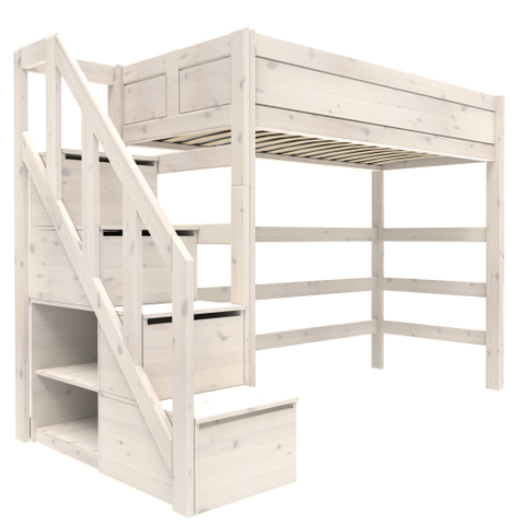 Lifetime Hoogslaper Met Trapkast/Rolbodem Whitew