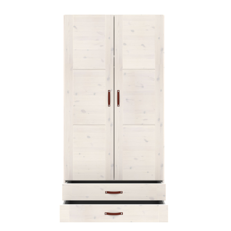 Lifetime Kledingskast 2-Deurs Whitewash Ex. Grepen