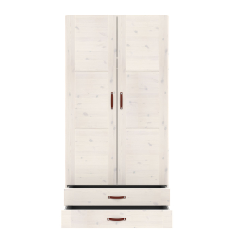 Lifetime Kledingskast 2-Deurs Whitewash Ex. Grepen