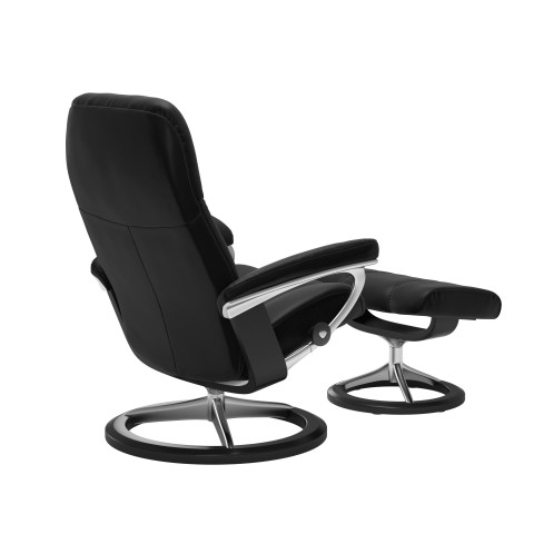 Stressless Relaxfauteuil en Hocker Consul M Black