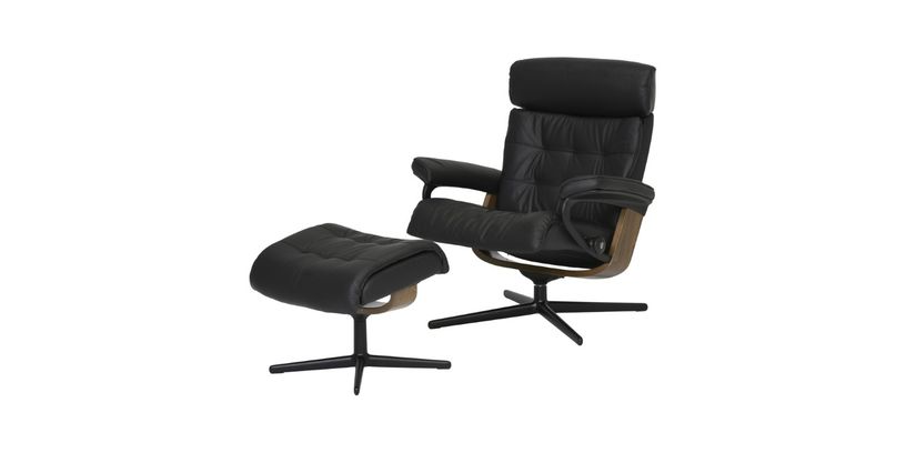 Stressless Relaxfauteuil Erik + Hocker Zwart L