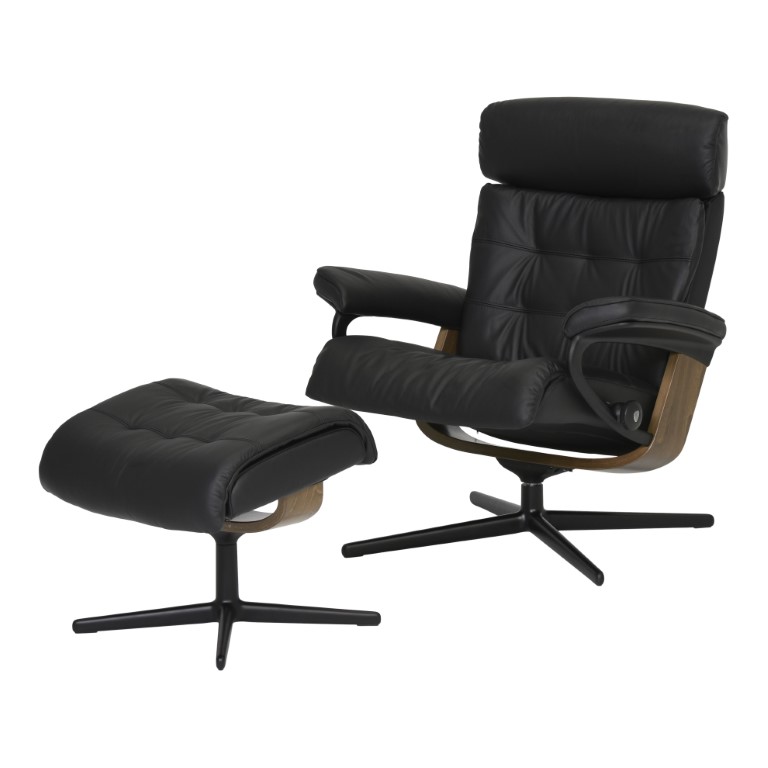 Stressless Relaxfauteuil Erik + Hocker Zwart L