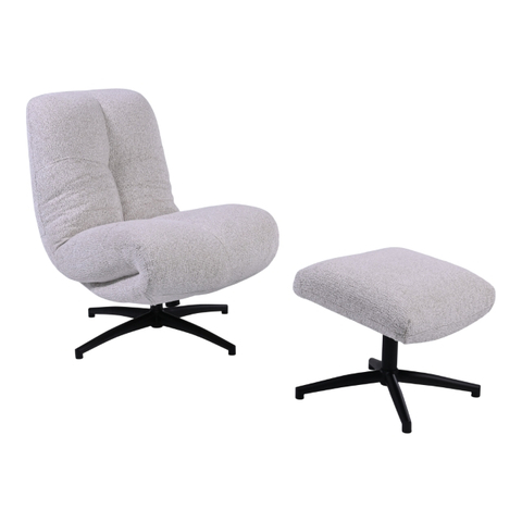 Draaifauteuil+Hocker Wendley Ivory