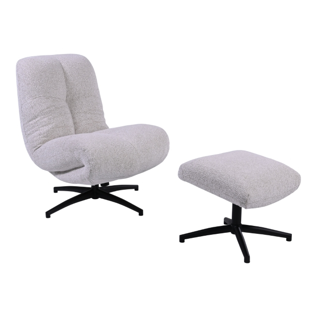 Draaifauteuil+Hocker Wendley Ivory