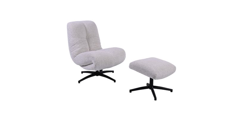 Draaifauteuil+Hocker Wendley Ivory