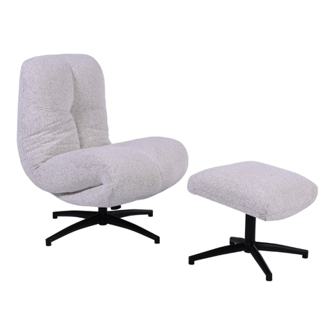 Draaifauteuil+Hocker Wendley Ivory