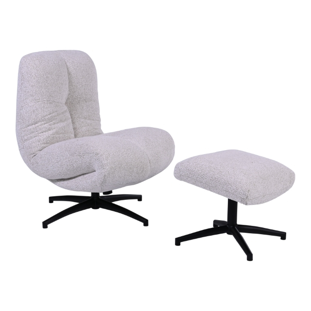 Draaifauteuil+Hocker Wendley Ivory