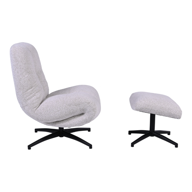 Draaifauteuil+Hocker Wendley Ivory