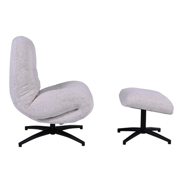 Draaifauteuil+Hocker Wendley Ivory