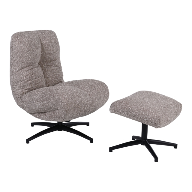 Draaifauteuil+Hocker Wendley Brown