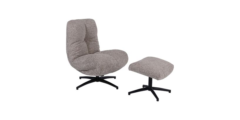 Draaifauteuil+Hocker Wendley Brown
