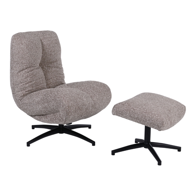 Draaifauteuil+Hocker Wendley Brown