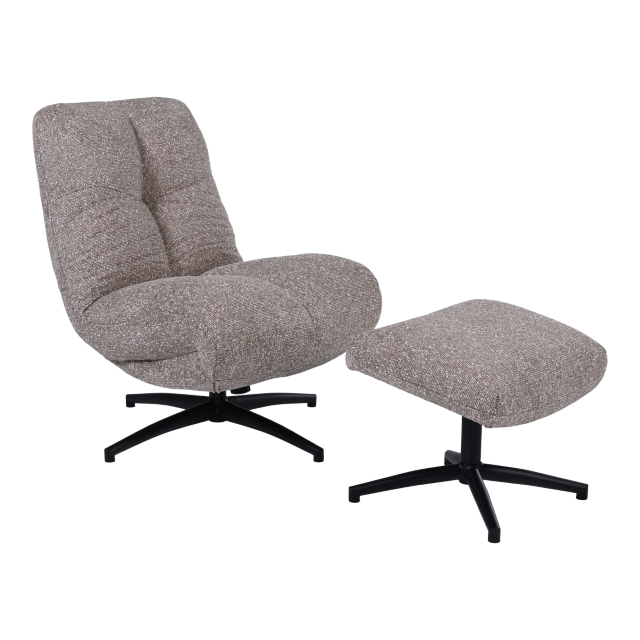 Draaifauteuil+Hocker Wendley Brown