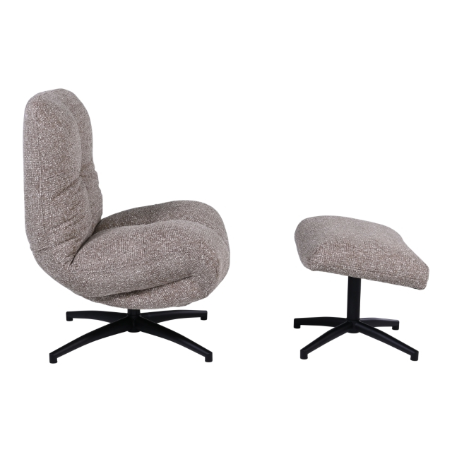Draaifauteuil+Hocker Wendley Brown