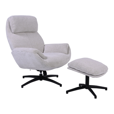Draaifauteuil+Hocker Waylan Naturel