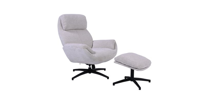 Draaifauteuil+Hocker Waylan Naturel