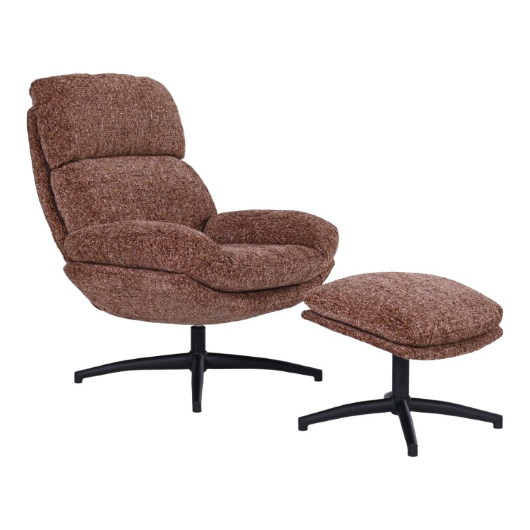 Draaifauteuil Met Hocker Waylinn Brique