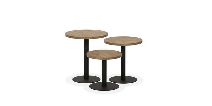 Salontafel Cubik 8 Old Teak S/3 Rond
