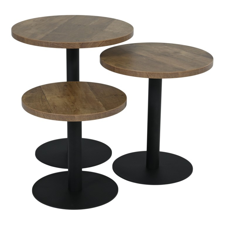 Salontafel Cubik 8 Old Teak S/3 Rond