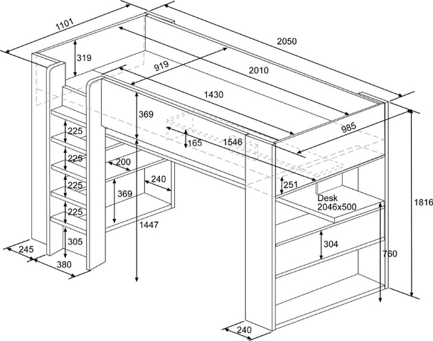 Hoogslaper Cube 90x200 