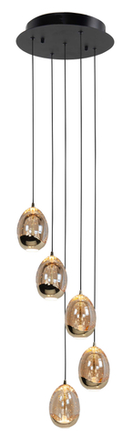 Highlight Hanglamp Golden Egg 5-Lichts Zwart/Goud