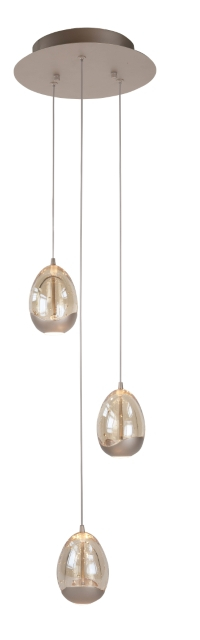 Highlight Hanglamp Champagne Egg Rond 3-Lichts