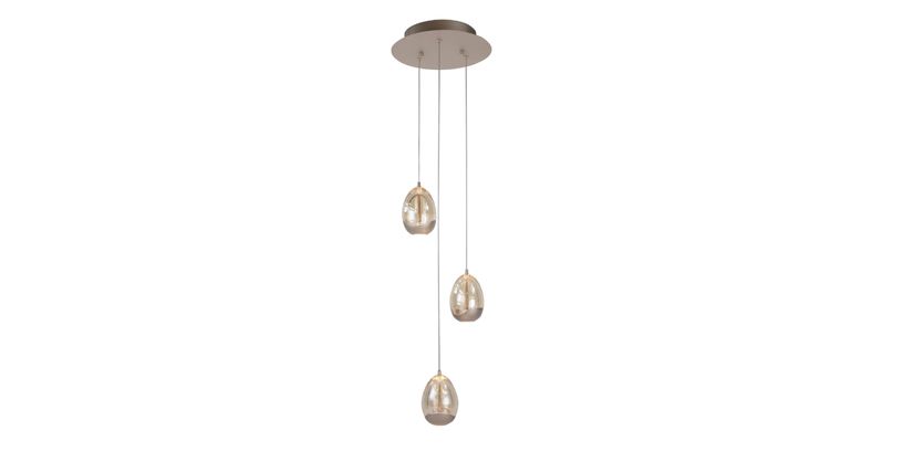 Highlight Hanglamp Champagne Egg Rond 3-Lichts