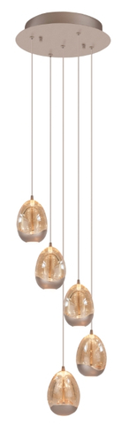 Highlight Hanglamp Champagne Egg Rond 5-Lichts