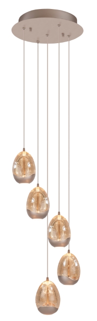 Highlight Hanglamp Champagne Egg Rond 5-Lichts