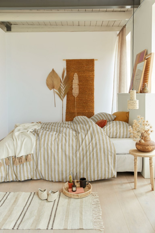 Ariadne Dekbedovertrek Knit Stripes Nat. 140x200