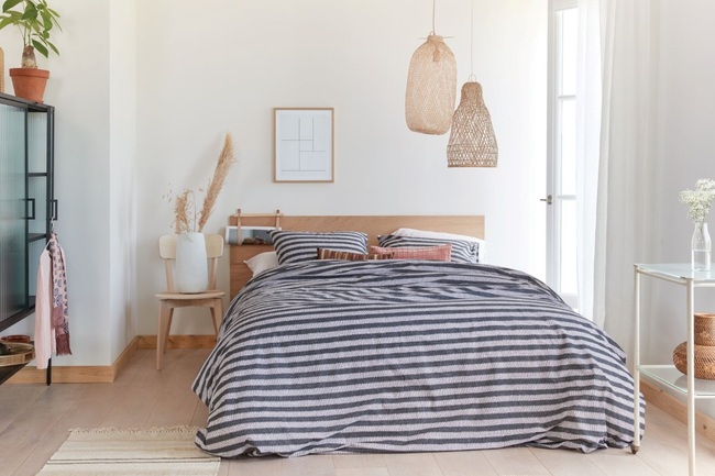 Ariadne Dekbedovertrek Knit Stripes Bl/Wh 240x200