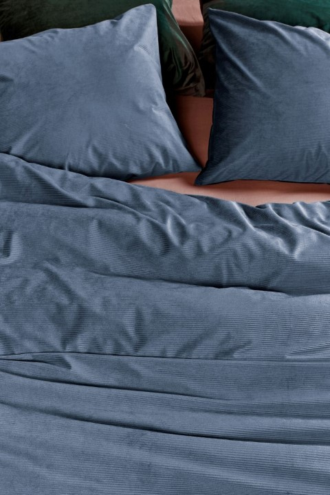 AHWM Dekbedovertrek Cosy Corduroy Blue 140x200