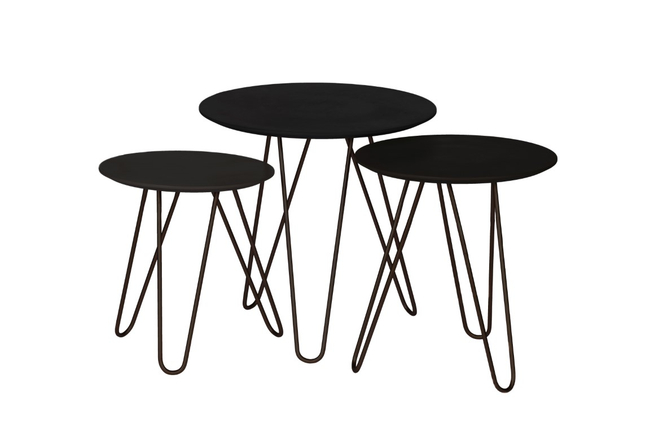 Bijzettafel Pozzio Zwart Set/3