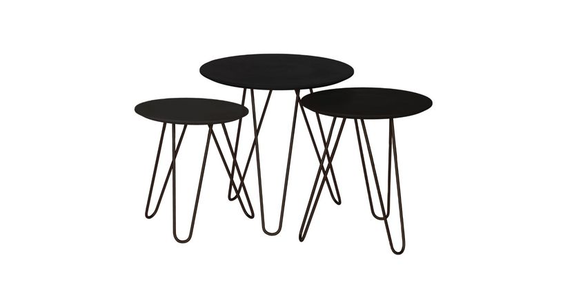 Bijzettafel Pozzio Zwart Set/3