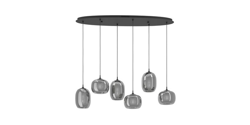 Feelings Hanglamp Lugano 6-Lichts Zwart/Smoke