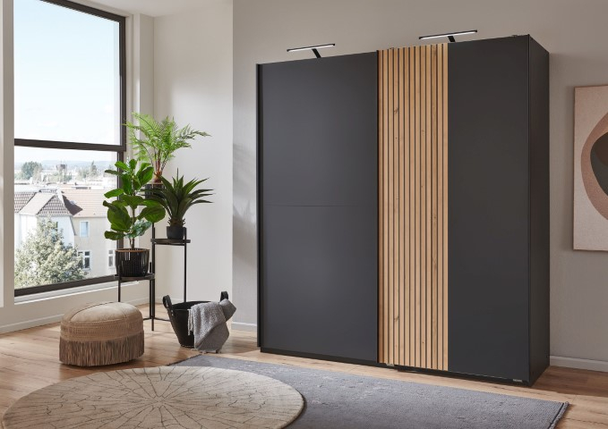 Zweefdeurkast Luxemburg Grafiet-Eik