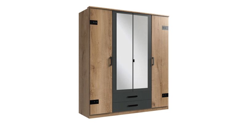 Kledingkast Glasgow 4-Deurs met Spiegel