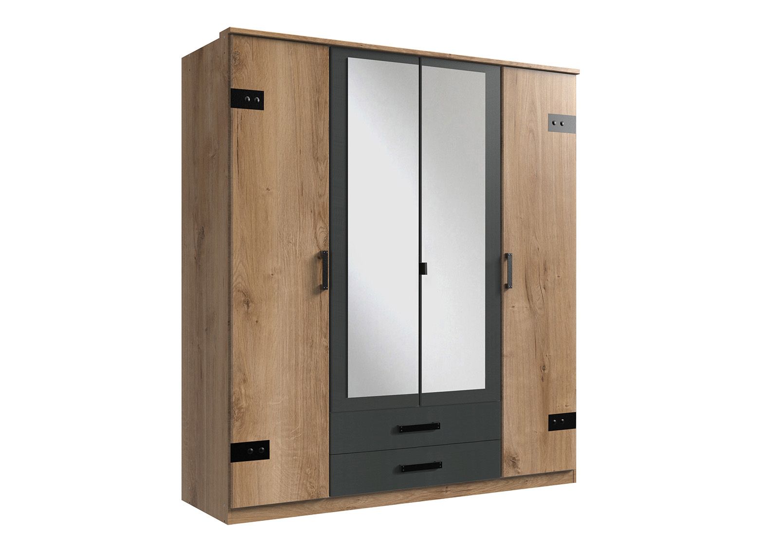 Kledingkast Glasgow 4-Deurs met Spiegel