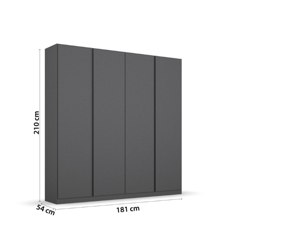 Draaideurkast Luxus 4-drs Grijs-Metallic