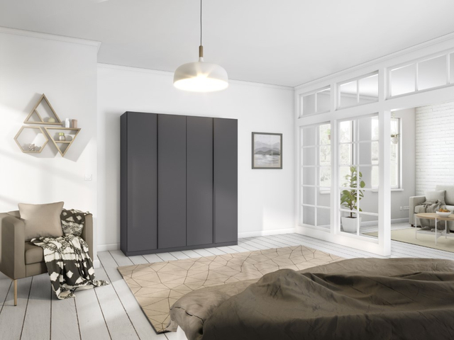 Draaideurkast Luxus 4-drs Grijs-Metallic